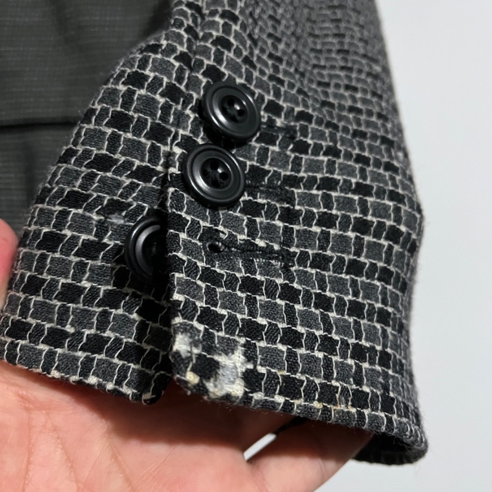 Boden Navy Blue & White Square Printed Two Button Close Blazer Jacket - Picture 10 of 11